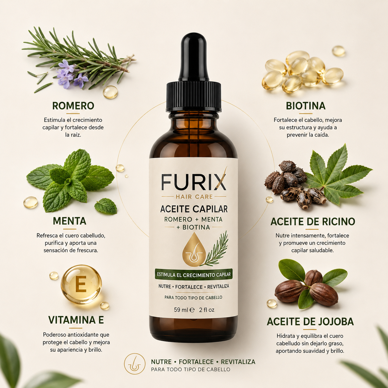Furix Oil | Aceite Capilar Romero + Menta + Biotina